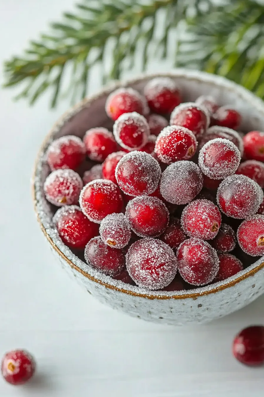 Glittery sugared berries with a frosty, wintery finish.