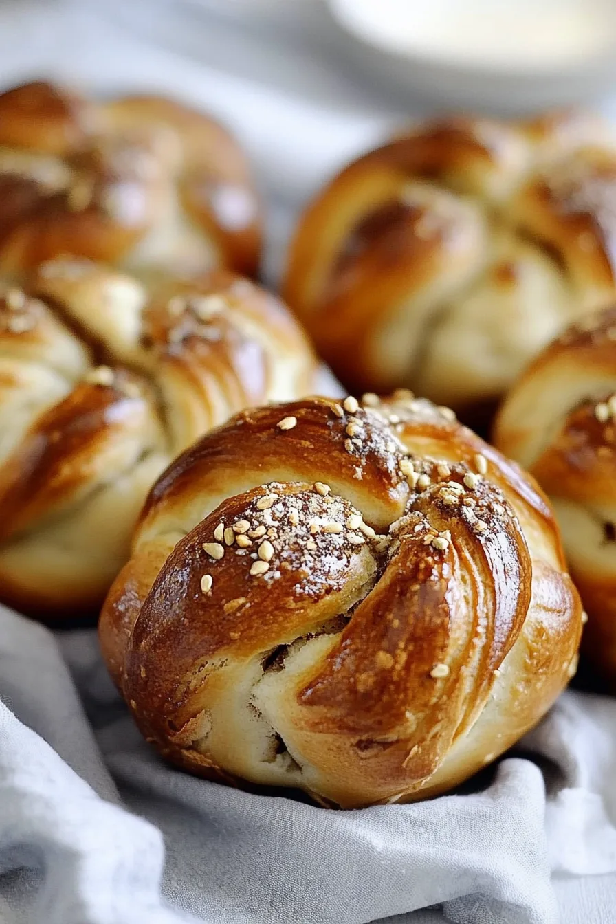 A close-up of fluffy, layered sweet buns arranged in a basket.