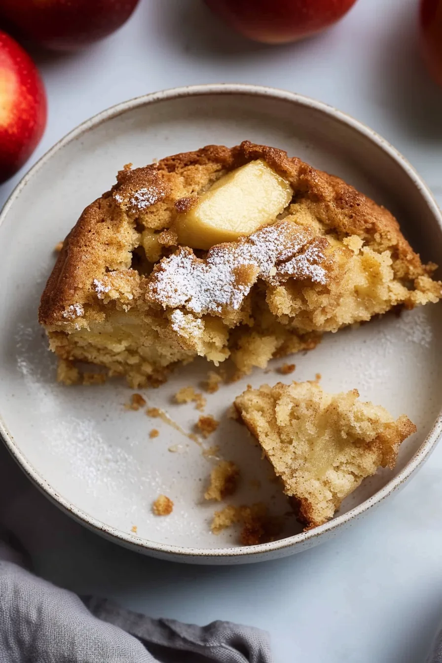 Moist, golden-brown cake dotted with chunks of sweet baked apples.