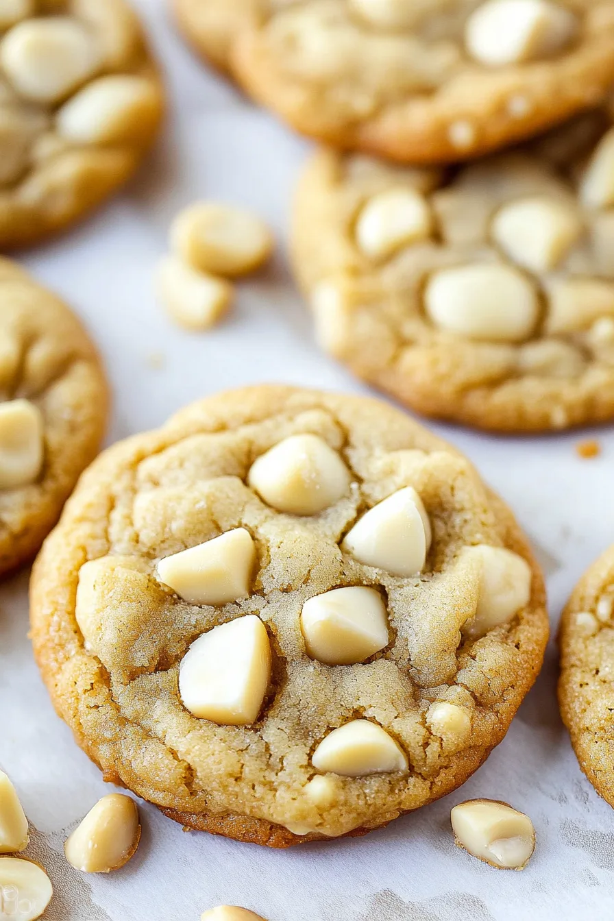 Freshly baked cookies stacked neatly on a white surface.