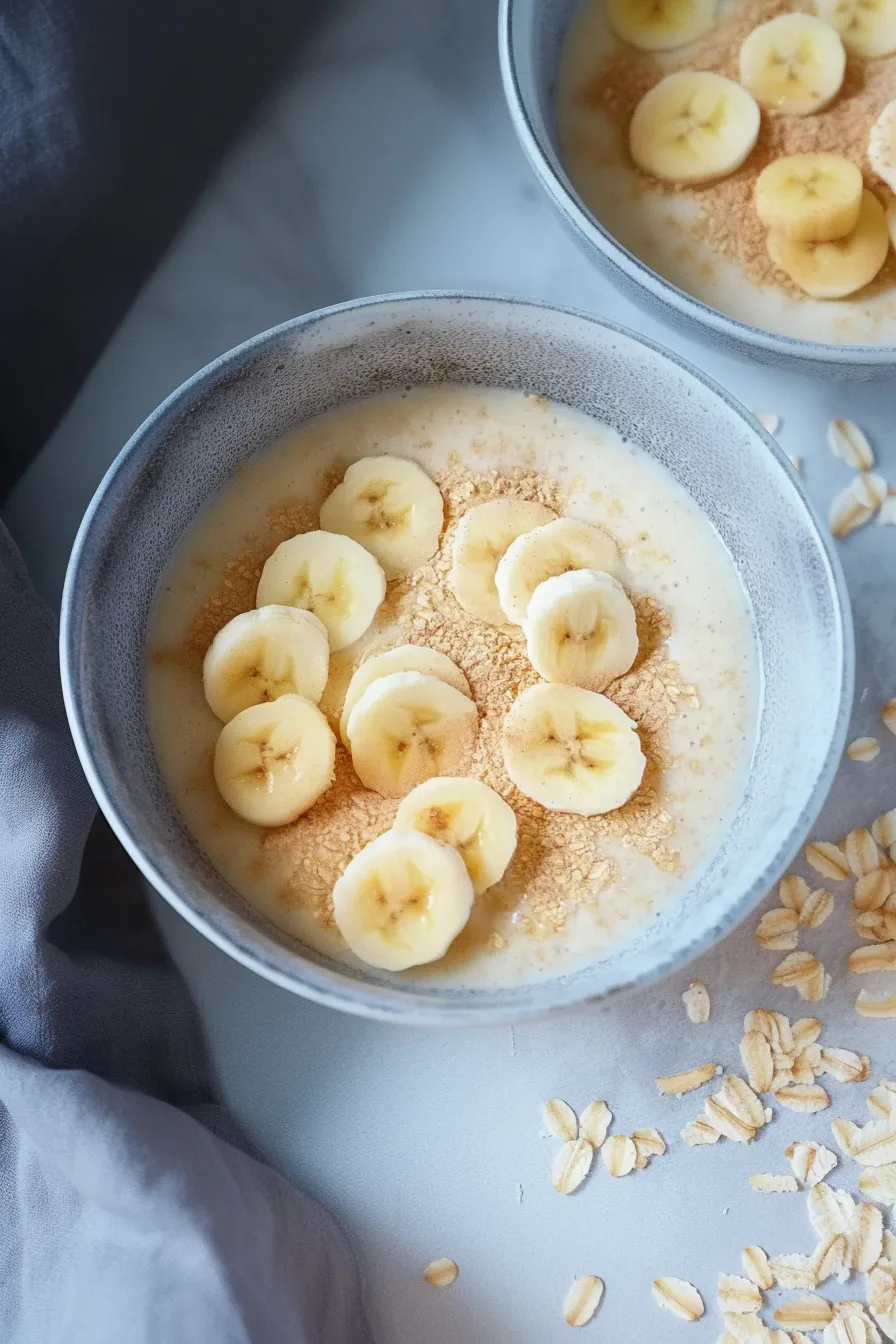 Simple dessert made with mashed bananas, milk, and sugar, ready to serve.