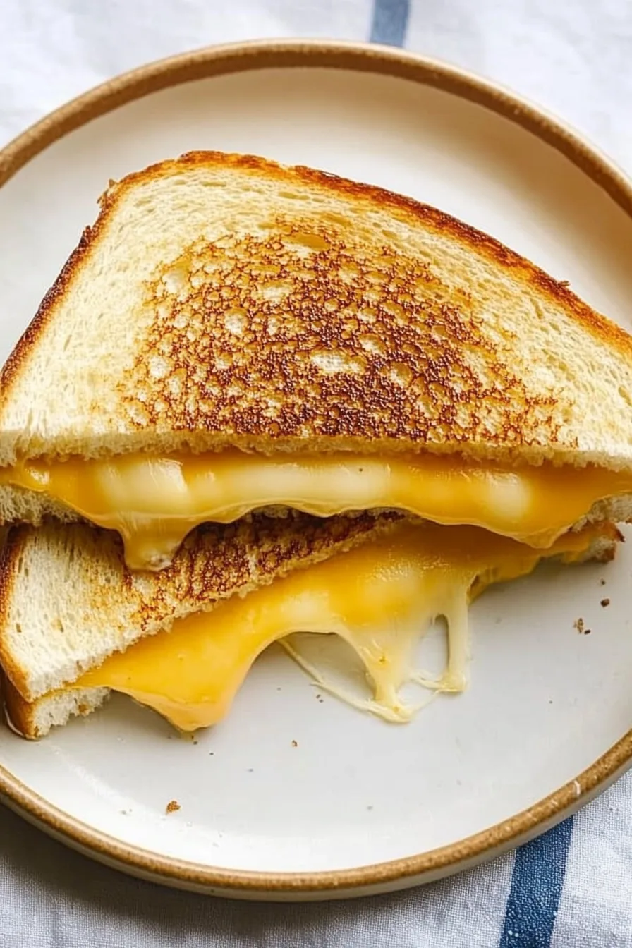 Crispy golden sandwich with melted cheese oozing from the center.
