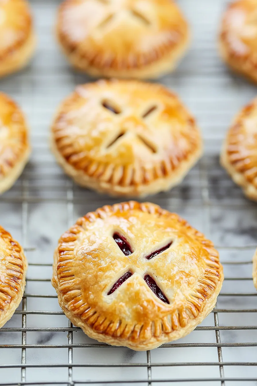 Baked pastries arranged on a marble surface, showing shiny, browned crusts.