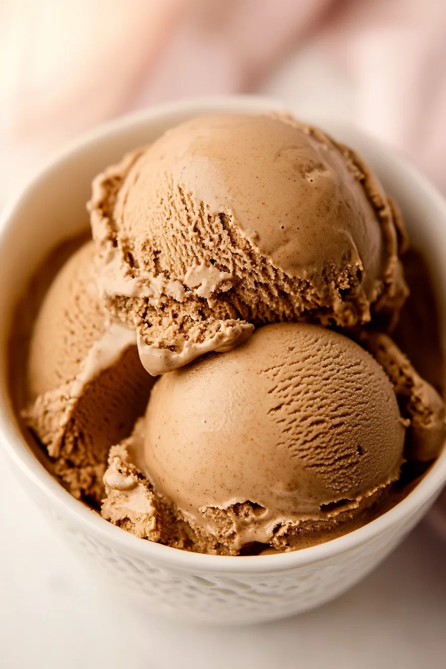 Close-up of creamy frozen dessert with a velvety texture