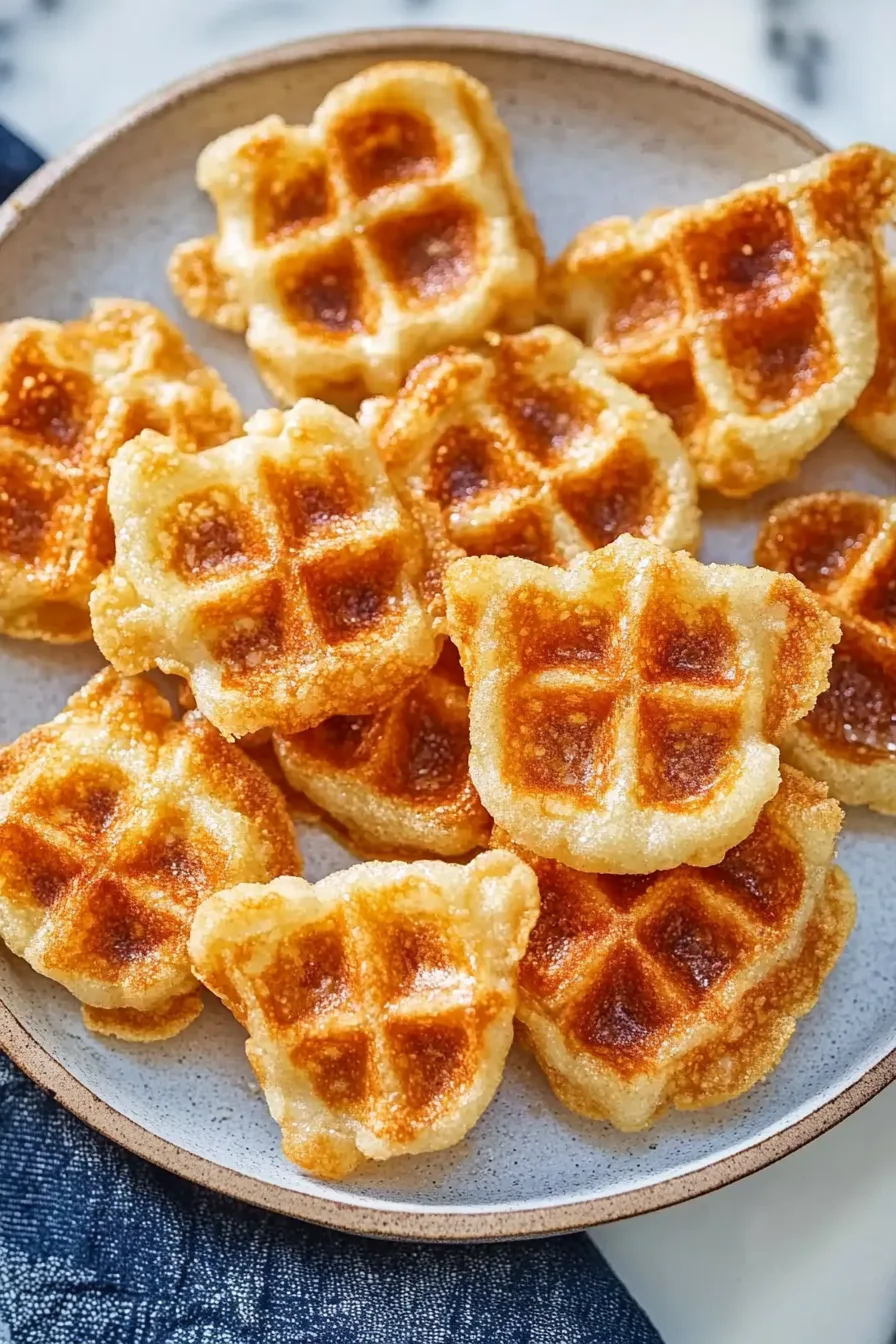 Freshly made croffles showing their caramelized edges and soft centers.