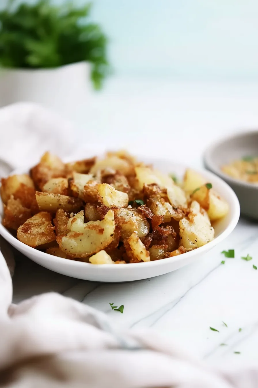 Crispy browned potatoes seasoned with herbs and pepper.