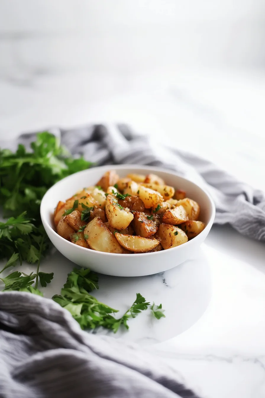 Crispy potato bites garnished with fresh herbs and ready to serve.