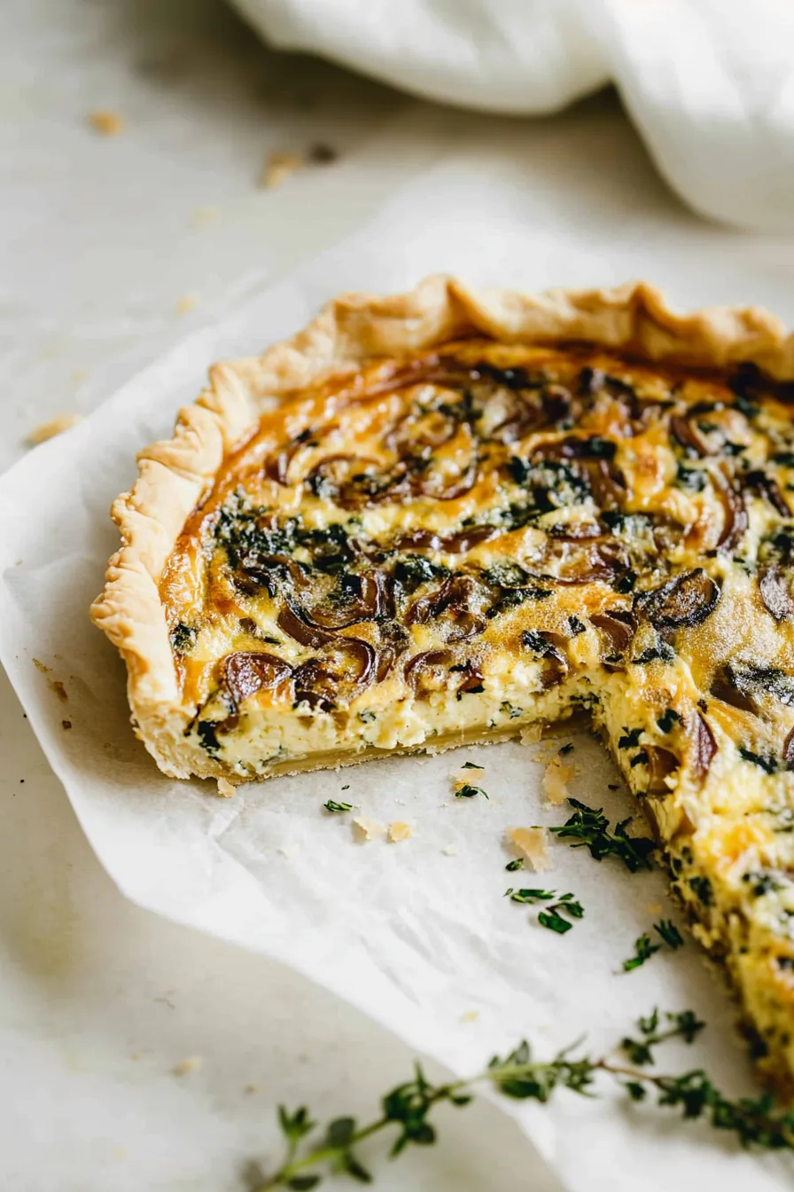 Golden baked dish with a smooth, custardy center on a serving plate.