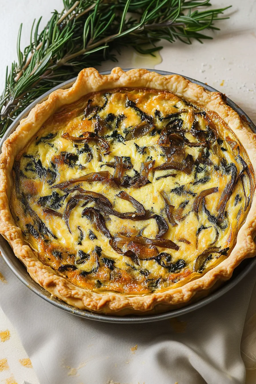 Whole baked pie with a lightly toasted surface, ready to be served.