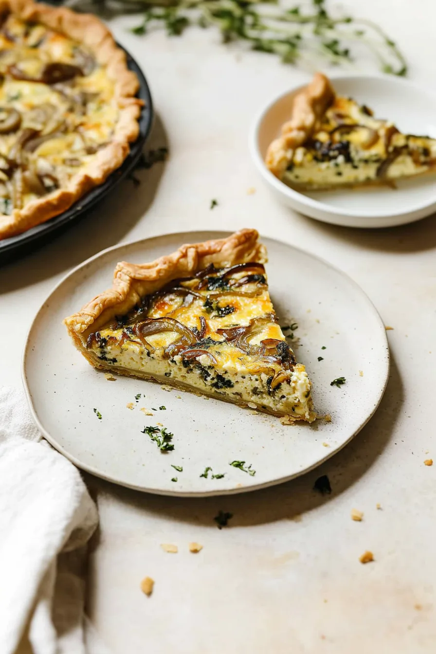 Warm slice of pie with a creamy interior and crisp crust edges.