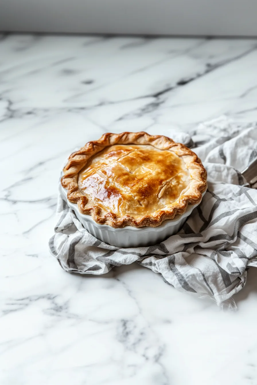 Beautifully browned, flaky crust showing its layers and texture after baking.