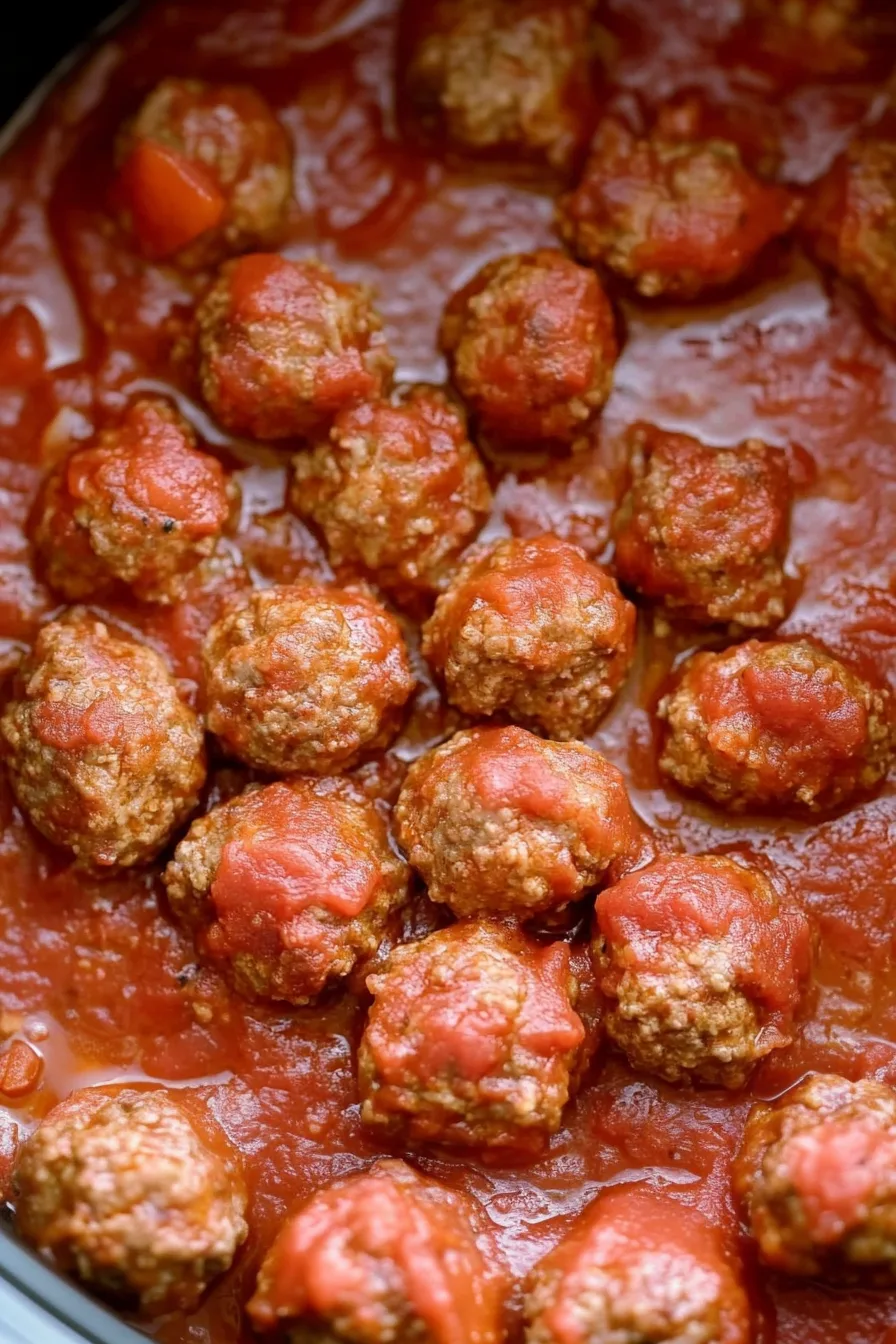 Hearty meatballs in a rich tomato mixture, served warm.