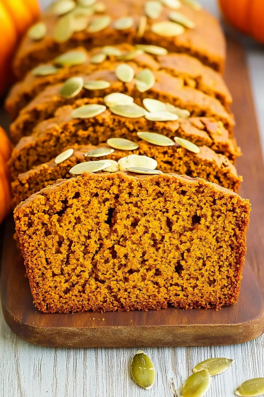 Close-up of a golden-brown quick bread with a tender, spiced interior.