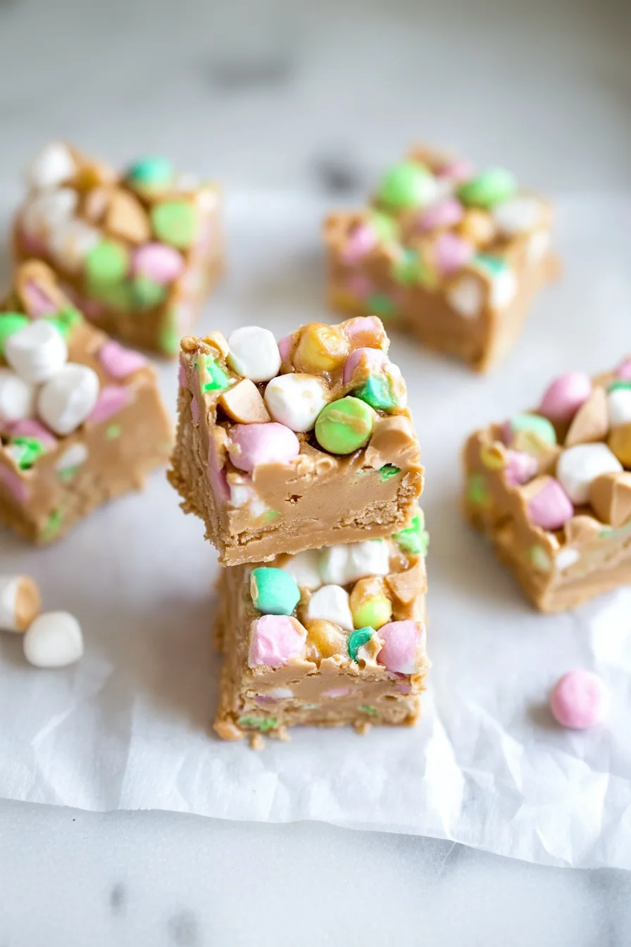 Stacked marshmallow dessert squares showcasing their bright, candy-like colors.