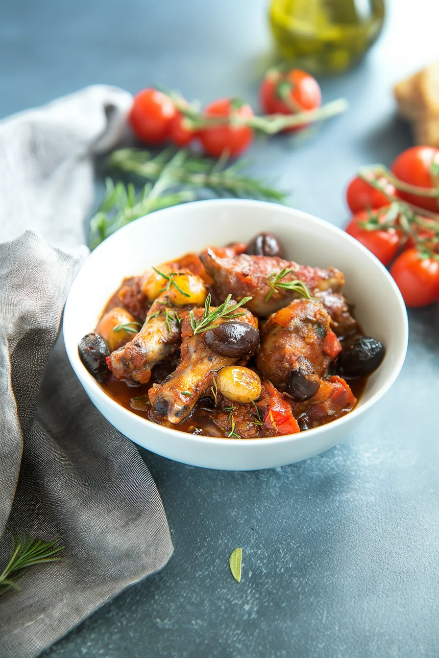 A comforting Italian-style stew with braised meat and colorful vegetables.