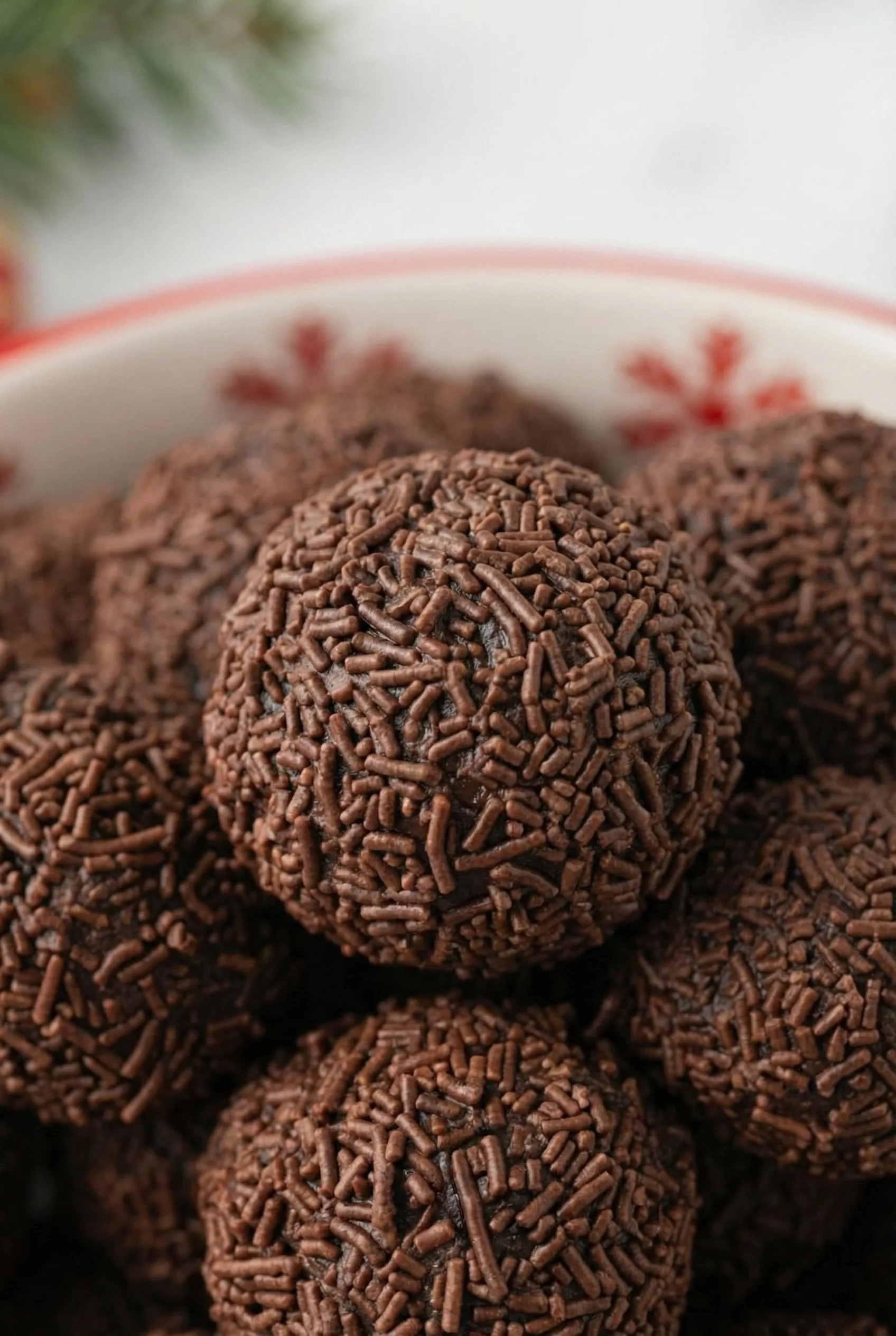 Close-up shot of round chocolate treats with a smooth, rich finish.