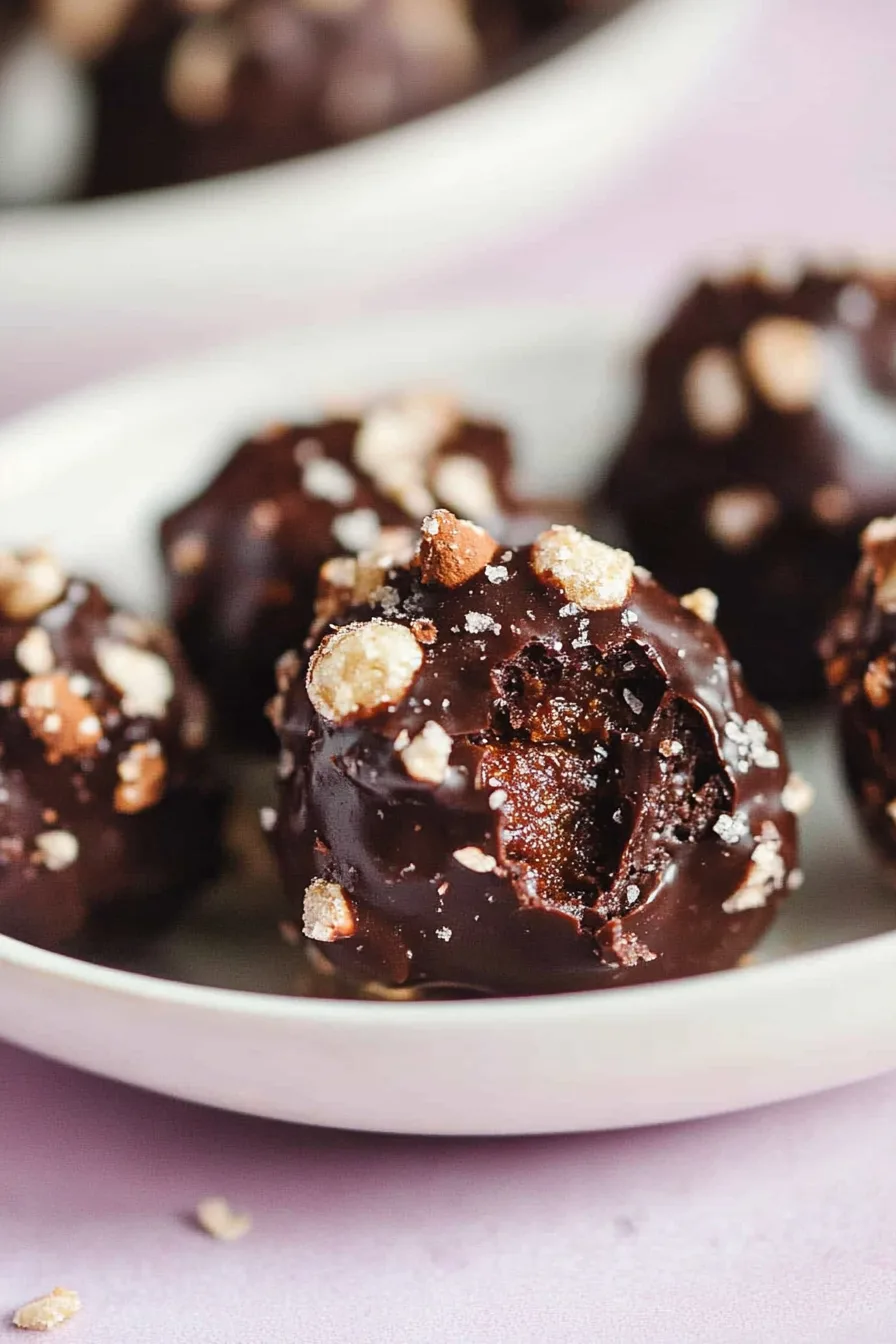 A bowl filled with crunchy chocolate-covered hazelnut bites.