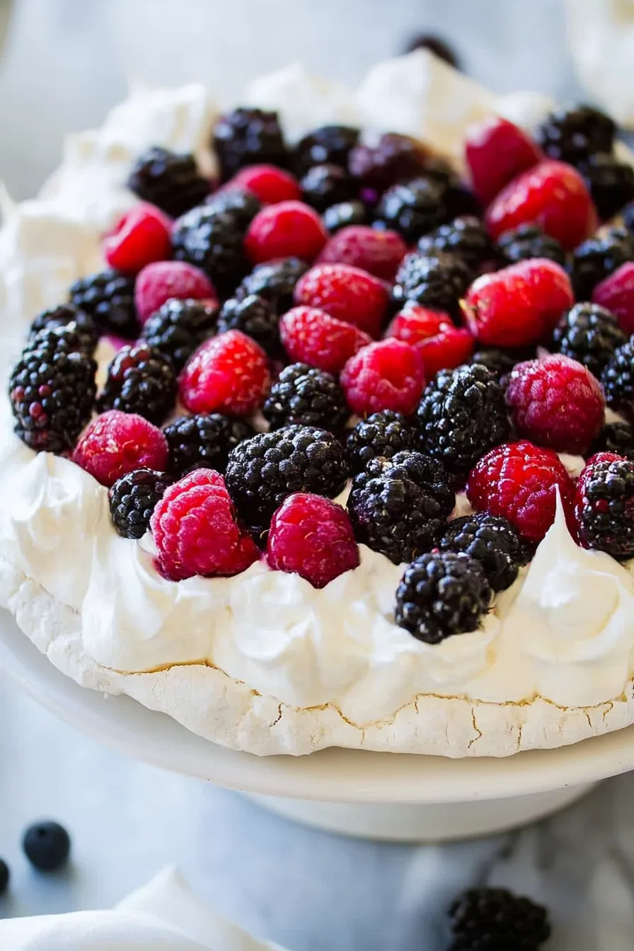 Plated dessert with a crunchy exterior, soft center, and fresh fruit on top.