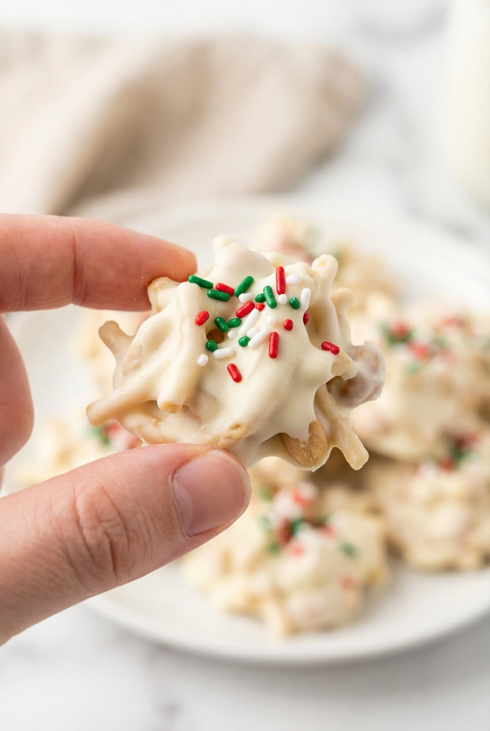 Light-colored sweet clusters piled together on a serving surface
