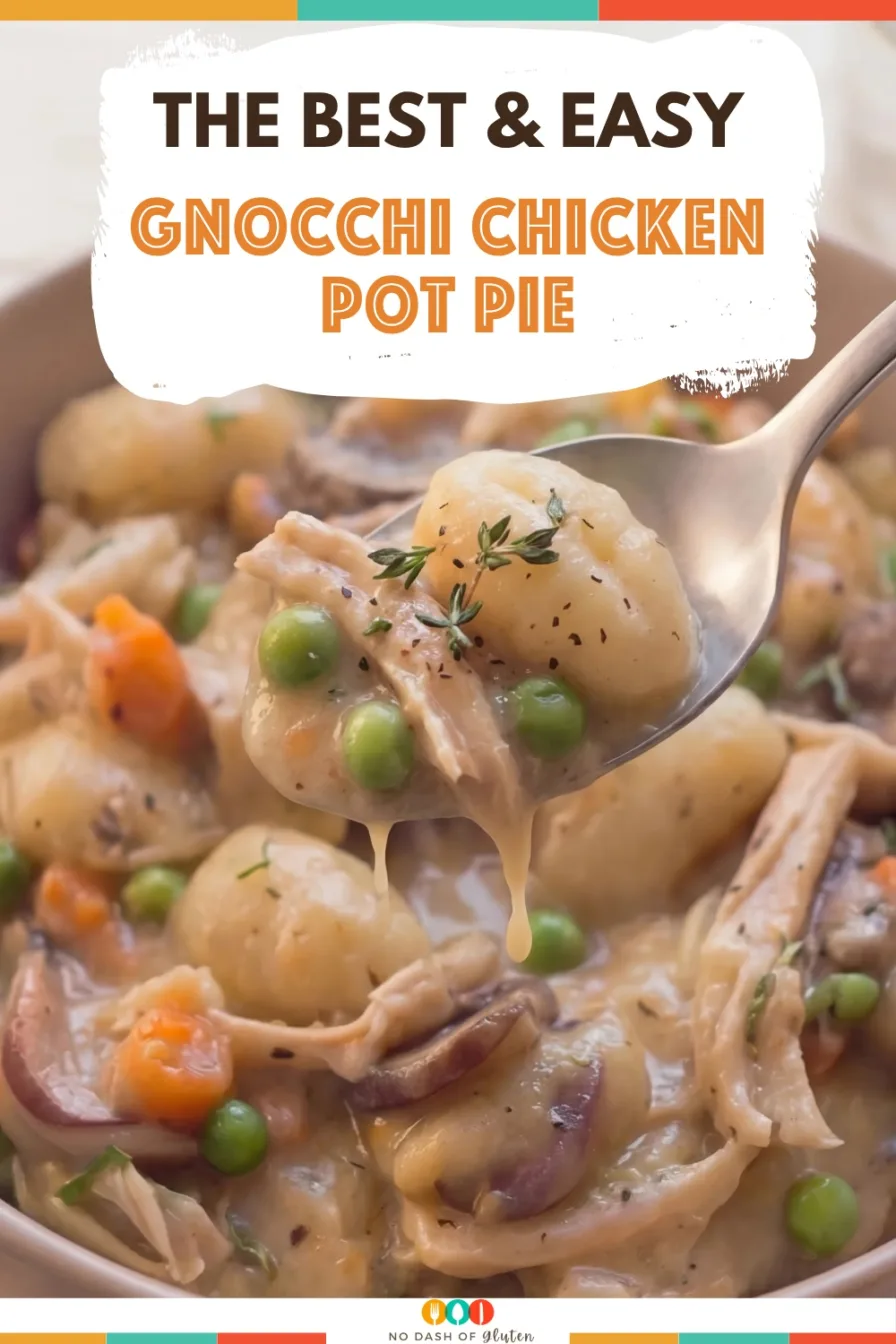 Gnocchi Chicken Pot Pie served warm with creamy sauce vegetables and tender chicken